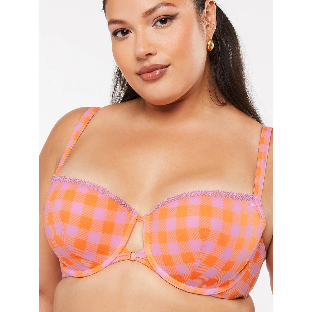 Savage X Fenty Bra Gingham Plaid Remix Balconette Underwire Womens Size 36DD